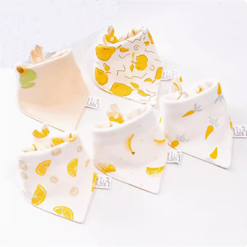 Set 5 Yếm Ăn Cotton Mềm Mại Hình Tam Giác Dành Cho Các Bé
