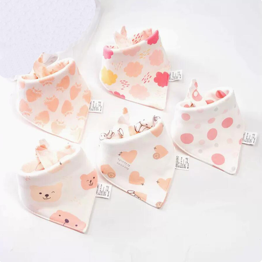 Set 5 Yếm Ăn Cotton Mềm Mại Hình Tam Giác Dành Cho Các Bé