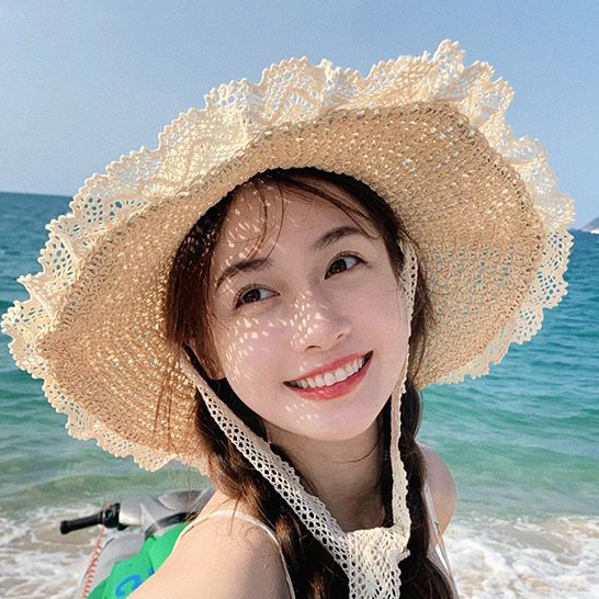 Mũ Cói Rộng Vành Phối Ren Chống Nắng Thời Trang Mùa Hè