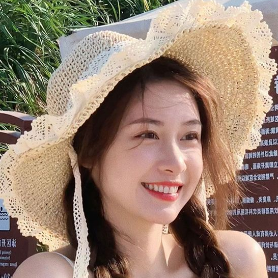 Mũ Cói Rộng Vành Phối Ren Chống Nắng Thời Trang Mùa Hè