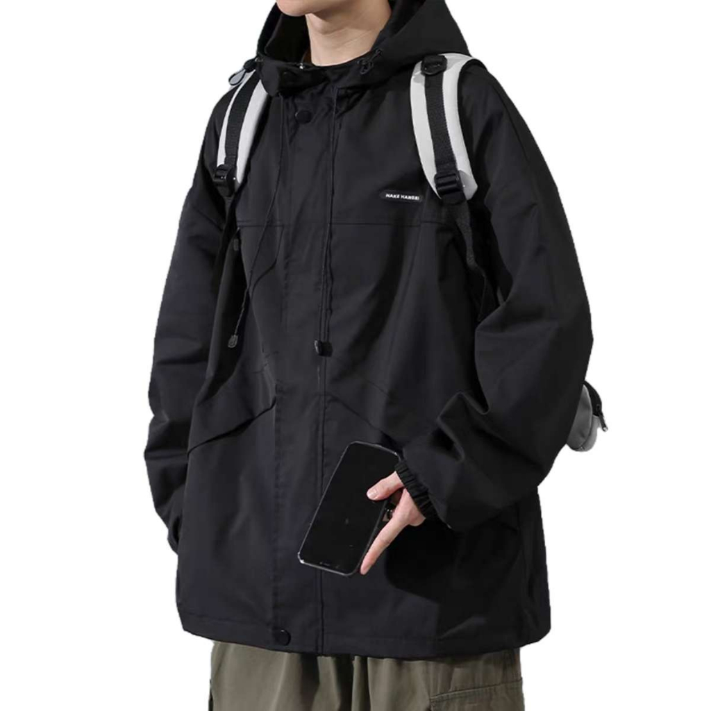 HANLU Áo Khoác Nam Dài Tay Có Nón Thời Trang Hàn