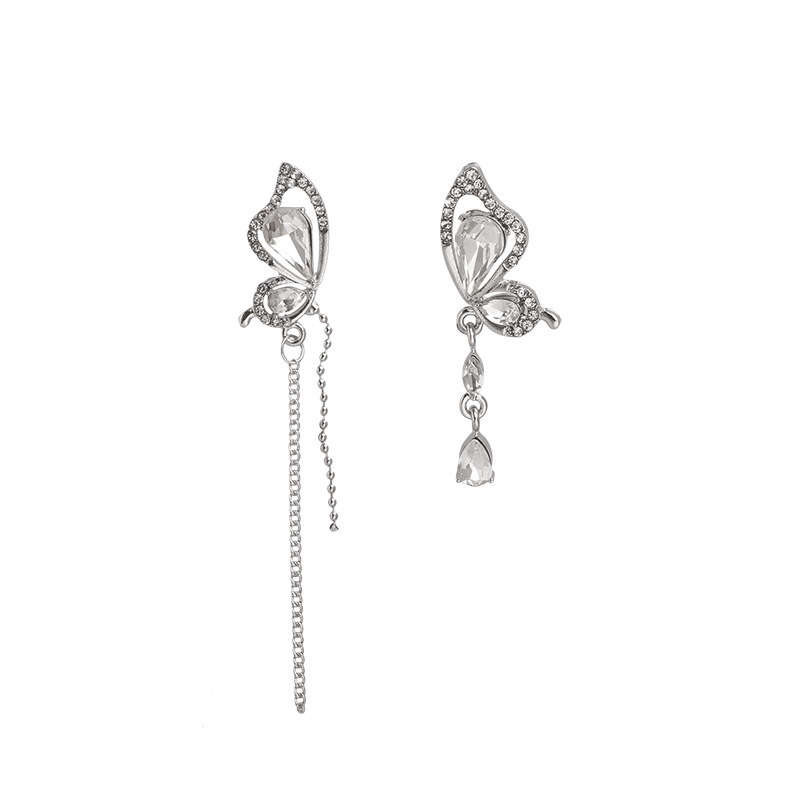 Bông Tai Mạ Bạc Hình Bướm Đính Đá Zircon Thời Trang Mùa Hè Phong Cách Hàn Quốc Cho Nữ