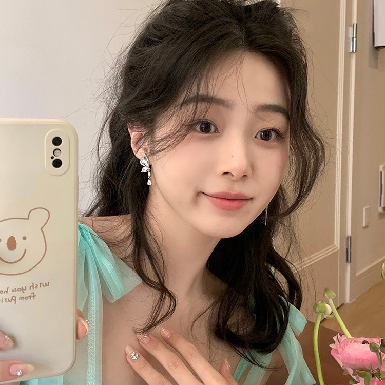 Bông Tai Mạ Bạc Hình Bướm Đính Đá Zircon Thời Trang Mùa Hè Phong Cách Hàn Quốc Cho Nữ