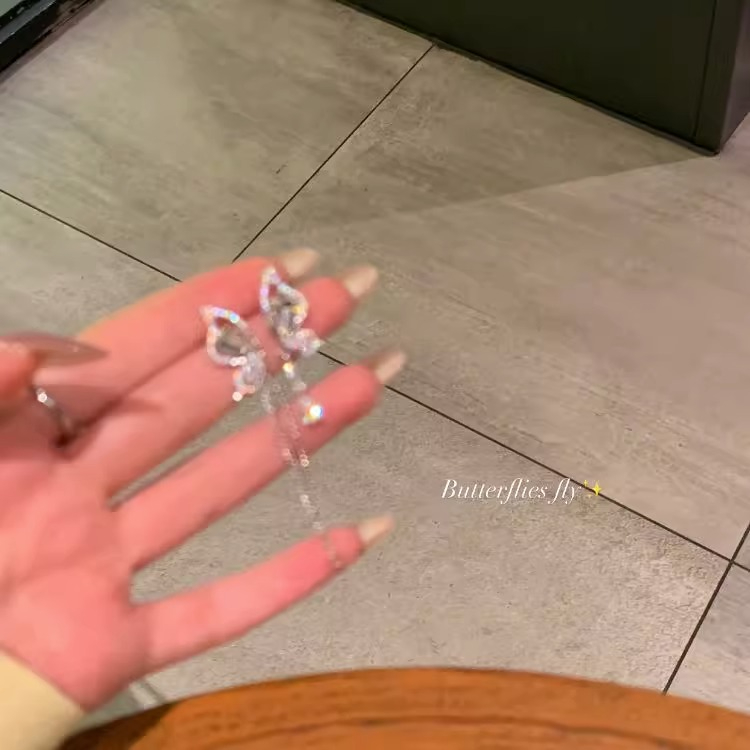 Bông Tai Mạ Bạc Hình Bướm Đính Đá Zircon Thời Trang Mùa Hè Phong Cách Hàn Quốc Cho Nữ