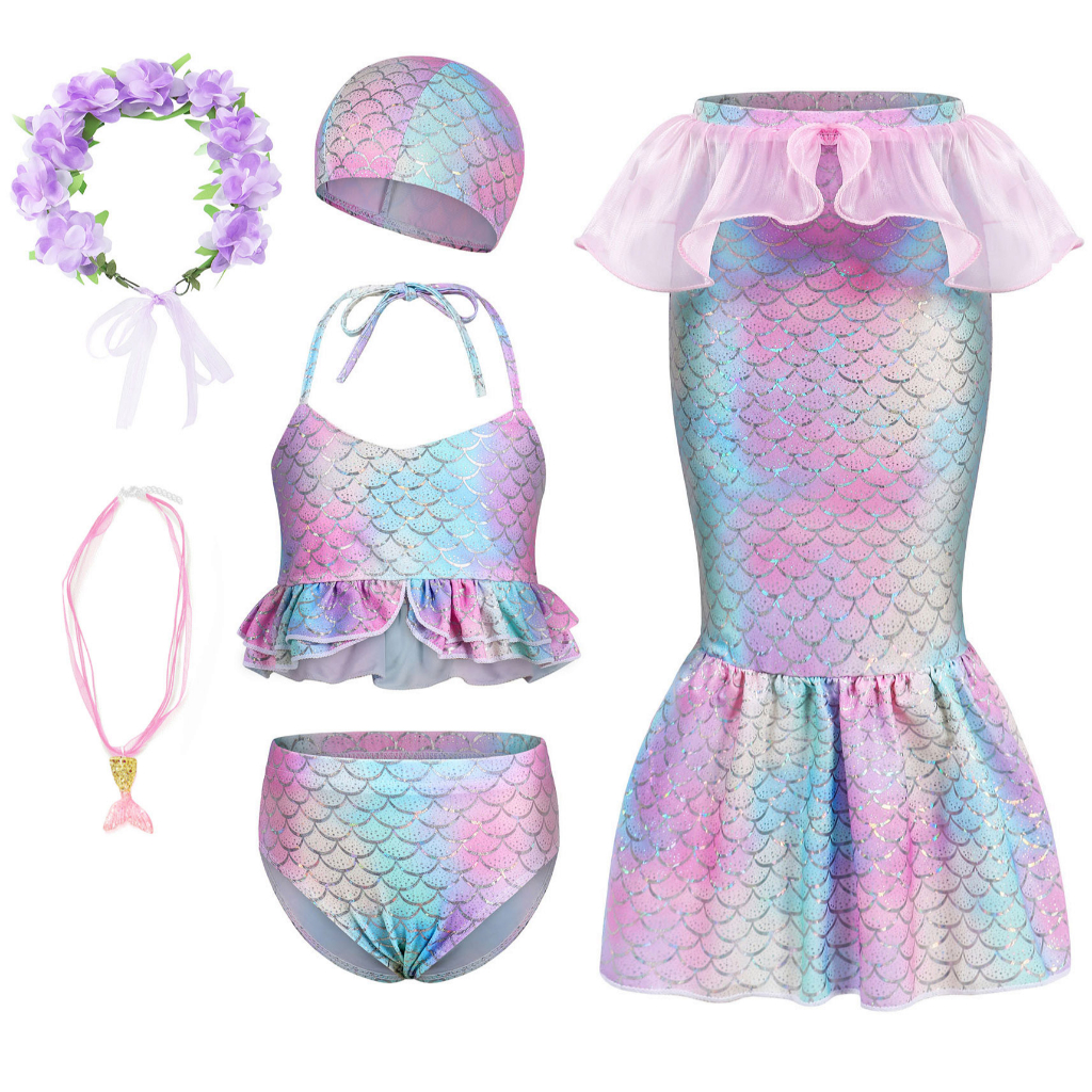 Bộ Đồ Bơi Bikini Hai Mảnh Phong Cách Công Chúa Tiên Cá Cho Bé Gái Mới