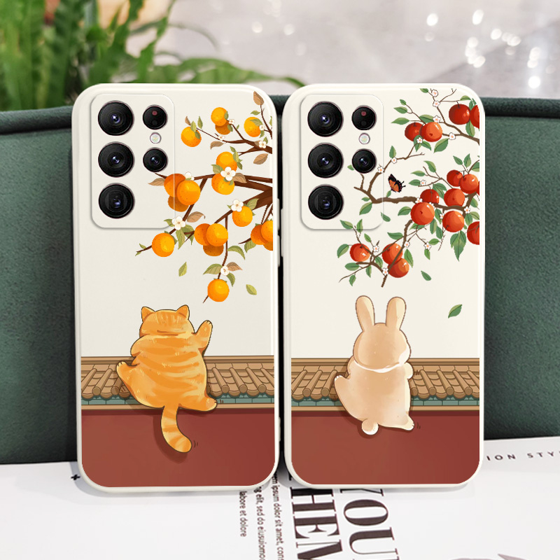 Bao Da Điện Thoại Họa Tiết Mèo Leo Núi Cho samsung galaxy s23 s22 fe ultra plus Ốp