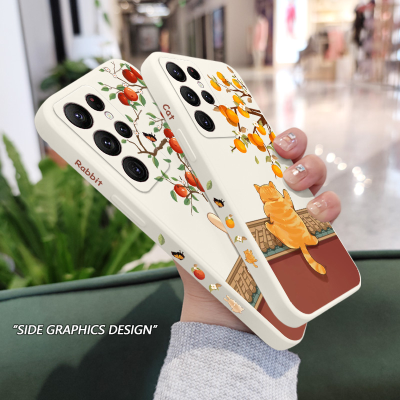 Bao Da Điện Thoại Họa Tiết Mèo Leo Núi Cho samsung galaxy s23 s22 fe ultra plus Ốp