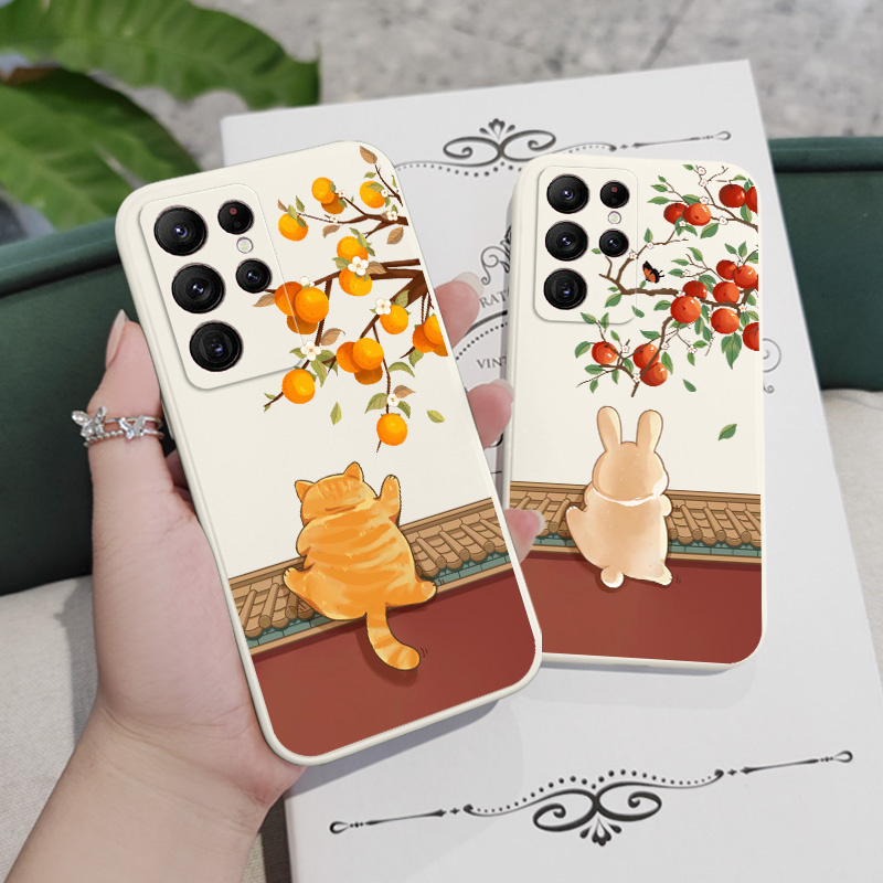 Bao Da Điện Thoại Họa Tiết Mèo Leo Núi Cho samsung galaxy s23 s22 fe ultra plus Ốp