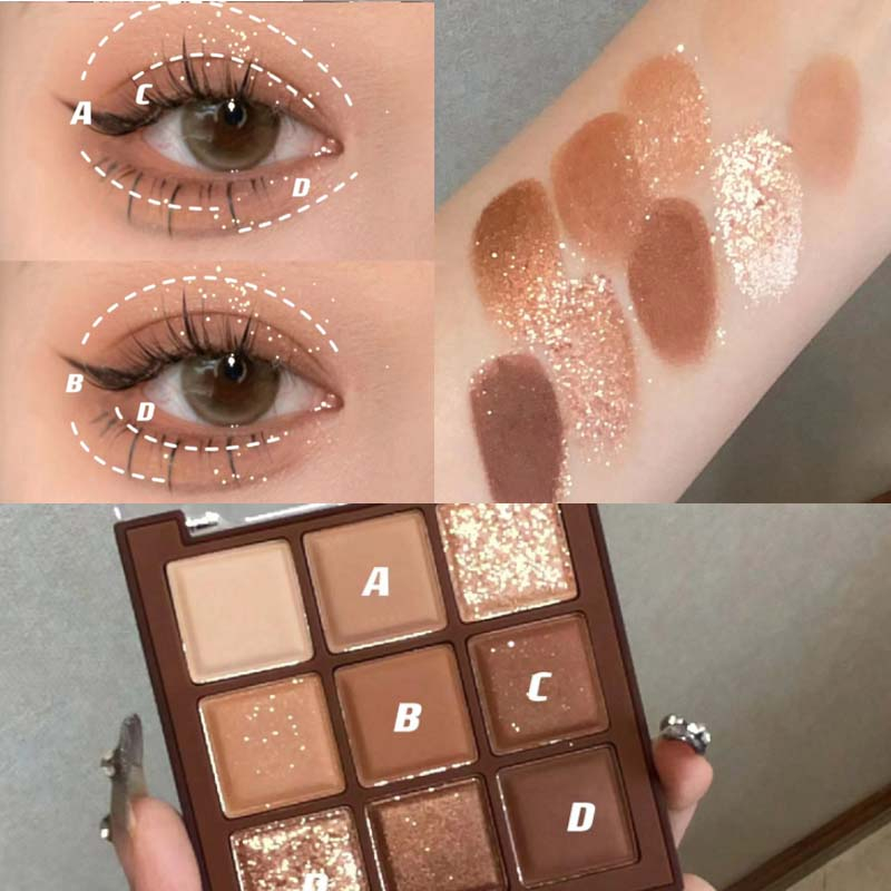 Bảng phấn mắt Derf 9 màu sắc tông đất socola