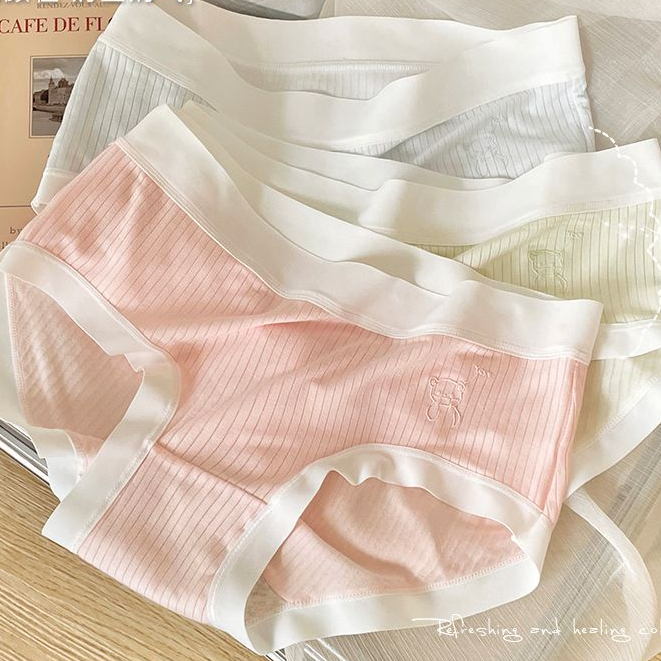 Quần Lót Cotton Nguyên Chất Kháng Khuẩn Thoáng Khí Không Đường May Lưng Vừa Phong Cách Nhật Bản