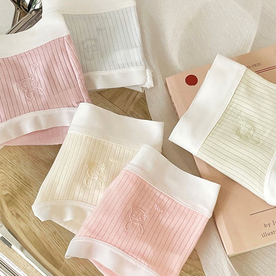 Quần Lót Cotton Nguyên Chất Kháng Khuẩn Thoáng Khí Không Đường May Lưng Vừa Phong Cách Nhật Bản