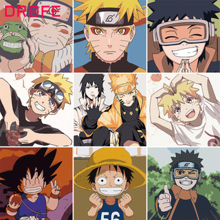  Bộ tranh vải canvas DROFE 20 * 20cm tự tô màu theo số họa tiết anime độc đáo dùng trang trí 