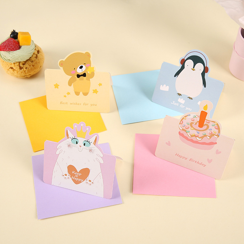 Thiệp Chúc Mừng Họa Tiết Động Vật Hoạt Hình Đáng Yêu Cho Bé