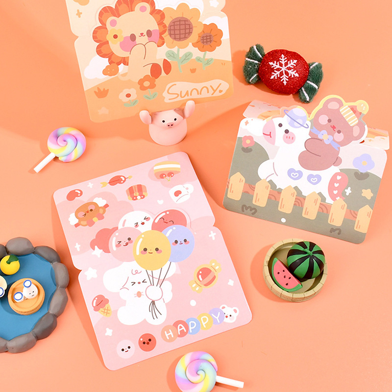 Thiệp Chúc Mừng Họa Tiết Động Vật Hoạt Hình Đáng Yêu Cho Bé