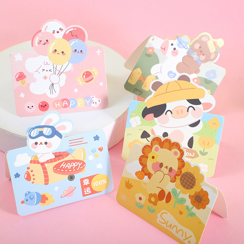 Thiệp Chúc Mừng Họa Tiết Động Vật Hoạt Hình Đáng Yêu Cho Bé