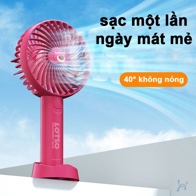 Quạt Sạc usb Mini Cầm Tay Họa Tiết Gấu Dâu Tây Disney Đáng Yêu