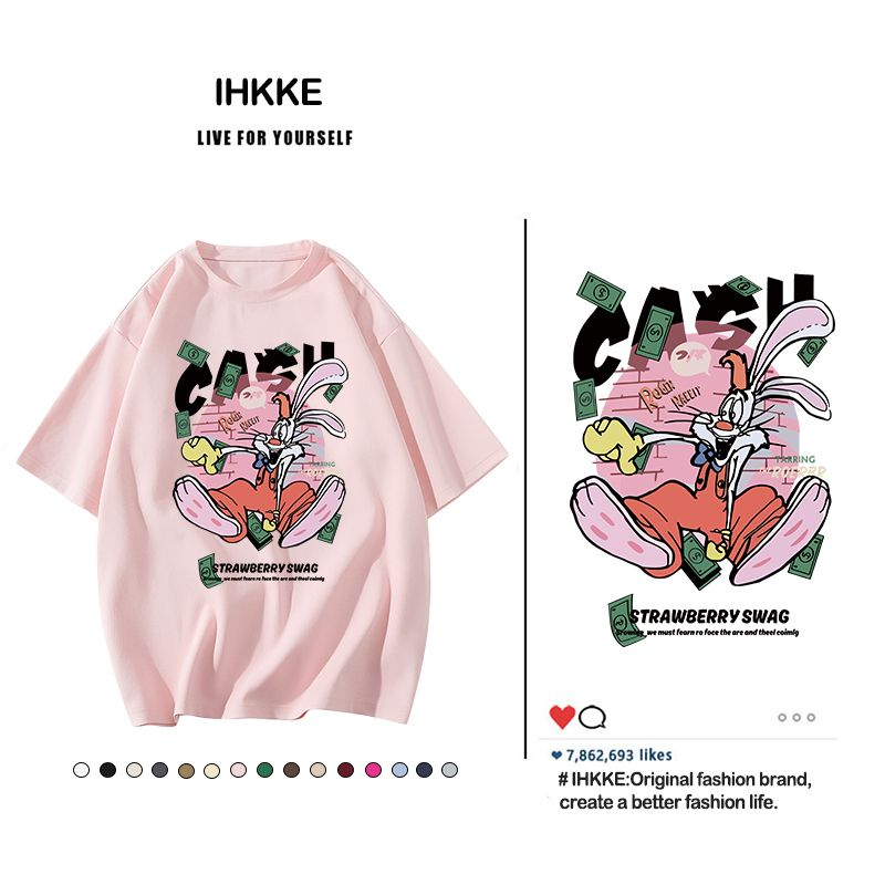 ihkke áo thun unisex áo baby tee Áo Thun 100% cotton In Họa Tiết Hoạt Hình Phong Cách vintage Cho Cặp Đôi Áo thun form rộng