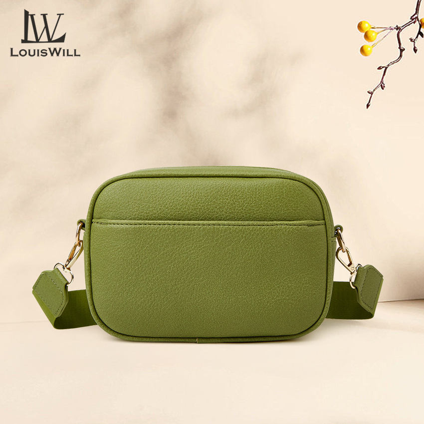 LouisWill Túi Đeo Chéo Da PU Dáng Vuông Nhỏ Màu Trơn Thời Trang Cho Nữ