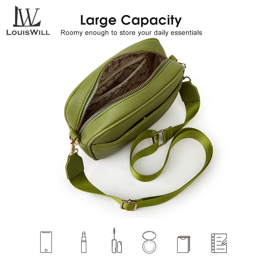 LouisWill Túi Đeo Chéo Da PU Dáng Vuông Nhỏ Màu Trơn Thời Trang Cho Nữ