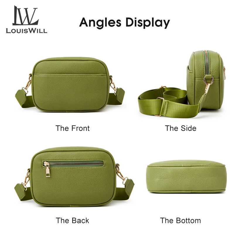 LouisWill Túi Đeo Chéo Da PU Dáng Vuông Nhỏ Màu Trơn Thời Trang Cho Nữ