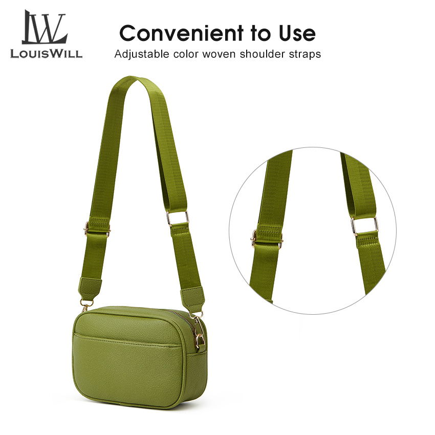 LouisWill Túi Đeo Chéo Da PU Dáng Vuông Nhỏ Màu Trơn Thời Trang Cho Nữ