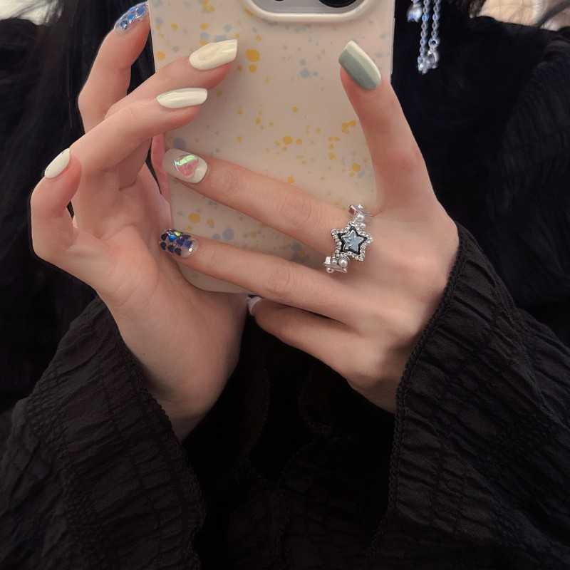 Lucky Nhẫn Hở Hình Ngôi Sao Năm Cánh Đơn Giản Nhẹ Nhàng Đa Năng Cao Cấp Có Thể Điều Chỉnh Cho Cặp Đôi Bạn Gái