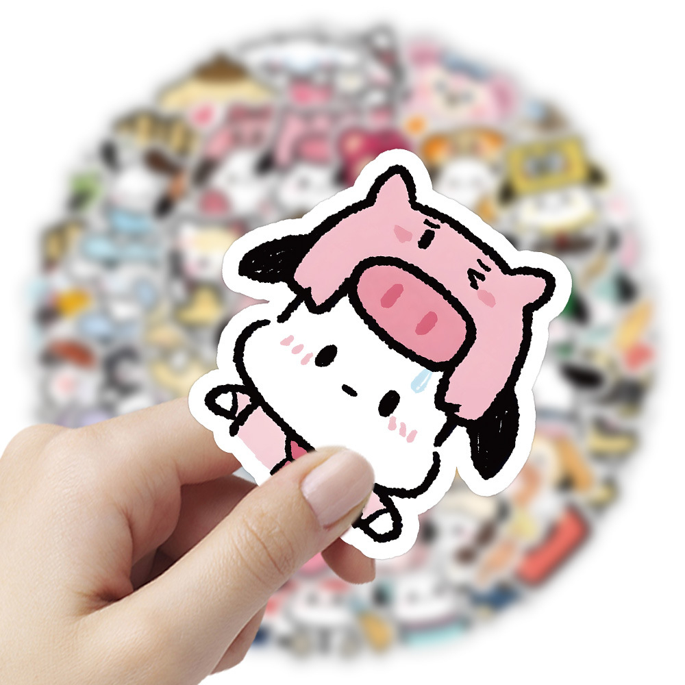 Bộ 100 Miếng Dán Hình Sanrio Hello Kitty Mymelody Cinnamoroll Kuromi Pochacco Keroppi