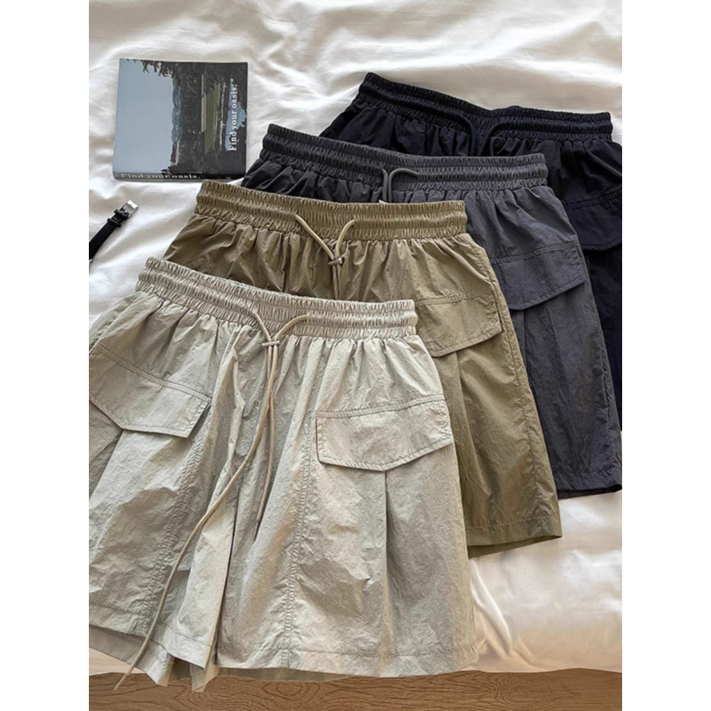 Quần Short Yếm Ống Rộng Lưng Cao Thời Trang vintage Mỹ Cho Nữ