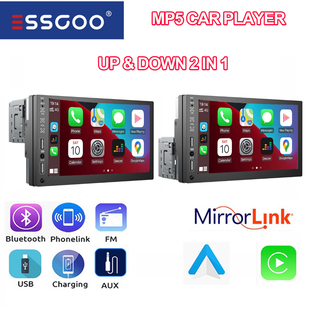 Máy Nghe Nhạc MP5 Vedio Kết Nối Bluetooth FM Màn Hình Cảm Ứng 7 "1 Din Cho Xe Hơi carplay