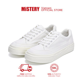MiSTERY Giày Thể Thao Vải Trắng Nữ Hàn Quốc Tăng Thêm 3cm MIS-542