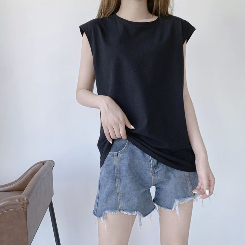 Áo Thun Trơn Màu Không Tay Dáng Rộng Thời Trang Cho Nữ