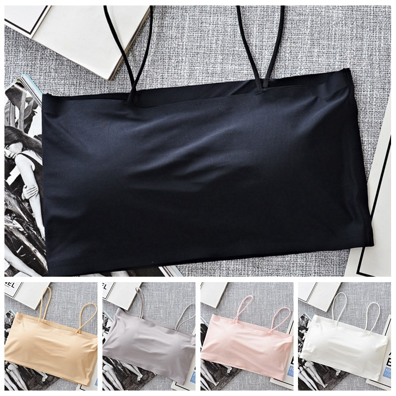 Áo Lót Lụa Một Mảnh Không Đường May Màu Trơn Chống Chói Cho Nữ