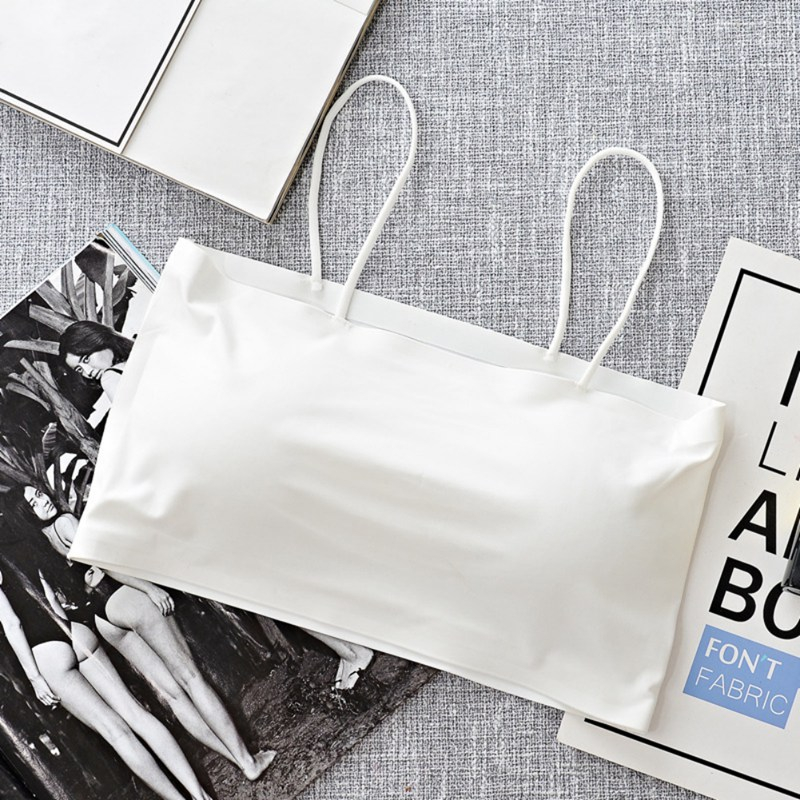 Áo Lót Lụa Một Mảnh Không Đường May Màu Trơn Chống Chói Cho Nữ