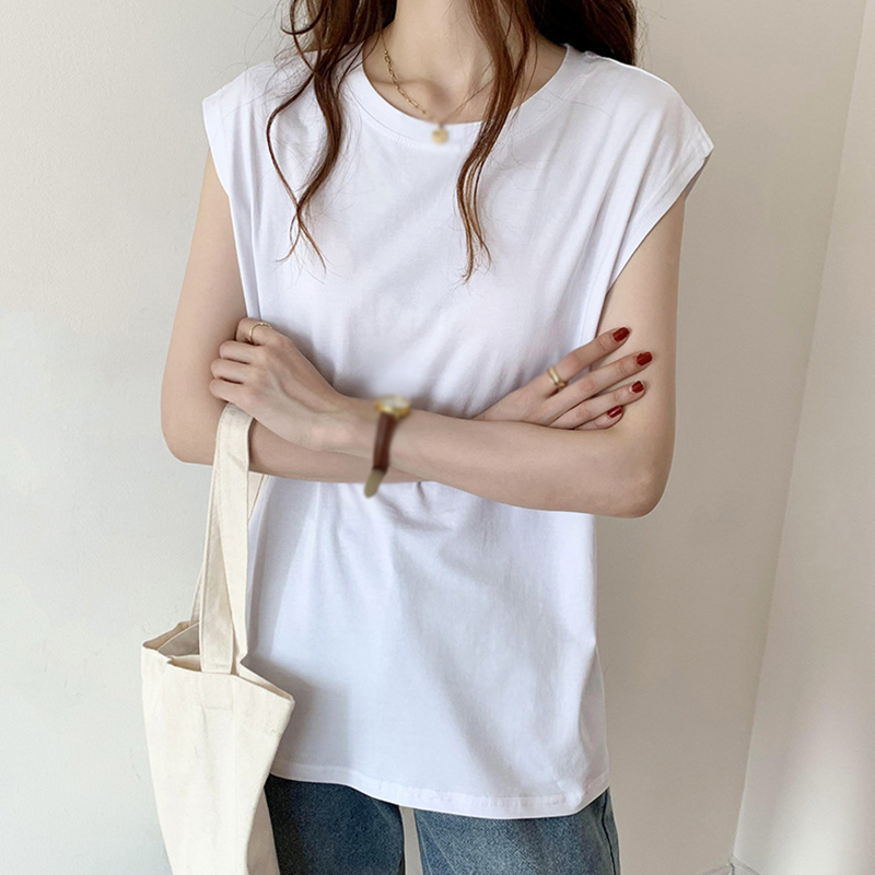 Áo Thun Trơn Màu Không Tay Dáng Rộng Thời Trang Cho Nữ