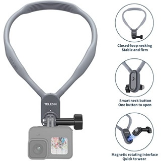Telesin Giá đỡ Selfie cổ POV từ tính cho vòng cổ Vlog Dây buộc Dây đeo cơ thể gắn cho DJI Action 5 Pro 4 3 / Insta360 X4 / X3 / ACE Pro 2 / GO 3 / 3S / RS / GoPro Hero 13 12