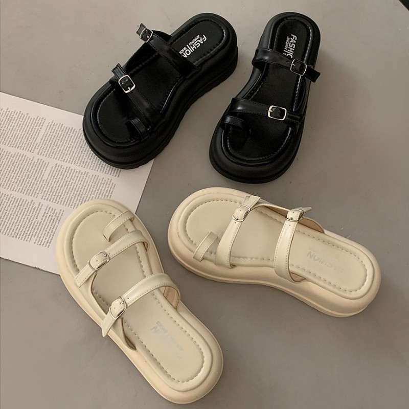Giày sandal đế dày xỏ ngón dây mảnh phong cách Hàn Quốc cho nữ hàng đẹp HZFWS2553