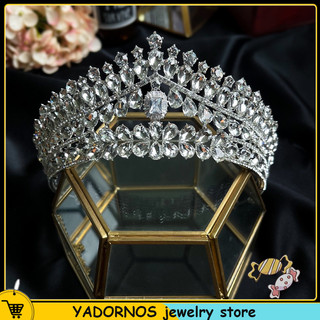 Yadornos vương miện cài tóc cô dâu đính hạt lấp lánh