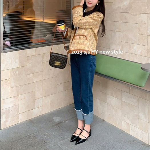 Giày Sandal Gót Thấp Mũi Nhọn Thời Trang Dành Cho Nữ / Size 34-39