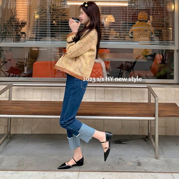 Giày Sandal Gót Thấp Mũi Nhọn Thời Trang Dành Cho Nữ / Size 34-39