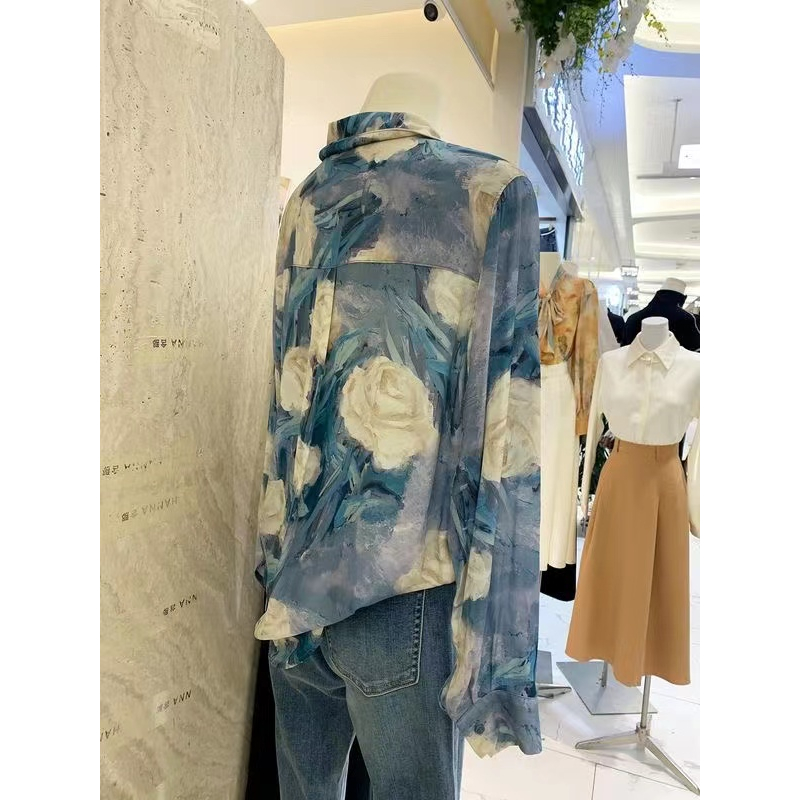 Áo Sơ Mi Tay Dài Dáng Rộng In Họa Tiết Hoa Phong Cách Hàn Quốc Thời Trang Cho Nữ