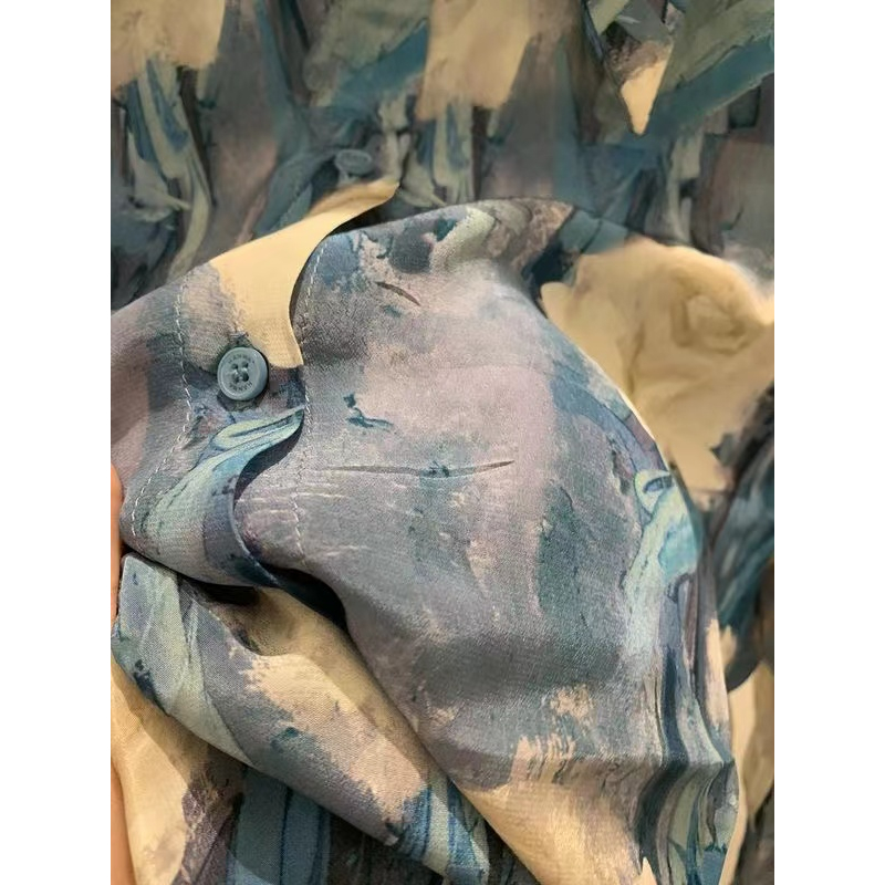 Áo Sơ Mi Tay Dài Dáng Rộng In Họa Tiết Hoa Phong Cách Hàn Quốc Thời Trang Cho Nữ