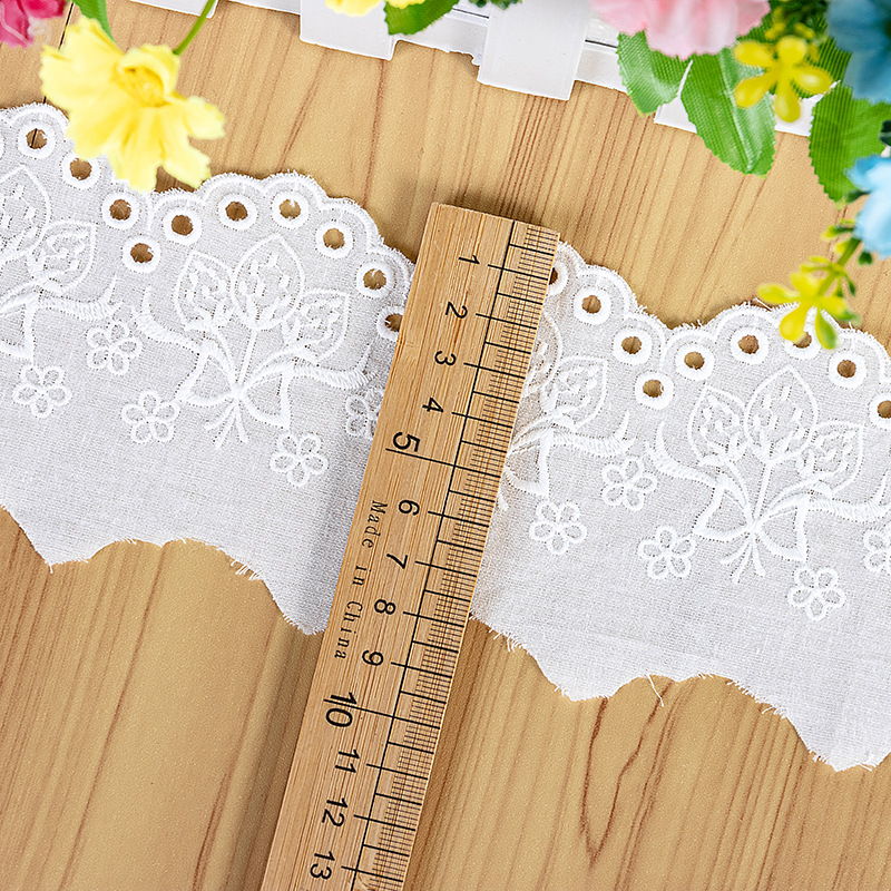 Cuộn Dây Ruy Băng Ren cotton Rộng 7.5Cm Dài 1M Dùng Trang Trí Quần Áo DIY