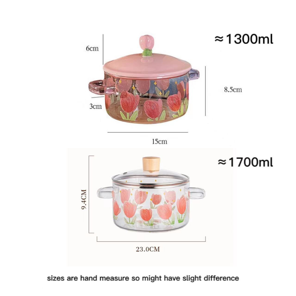 Tô Ăn Mì Ăn Liền Bằng Thủy Tinh Dung Tích Lớn Có Nắp Đậy Hai Tai Dành Cho Học Sinh / Văn Phòng
