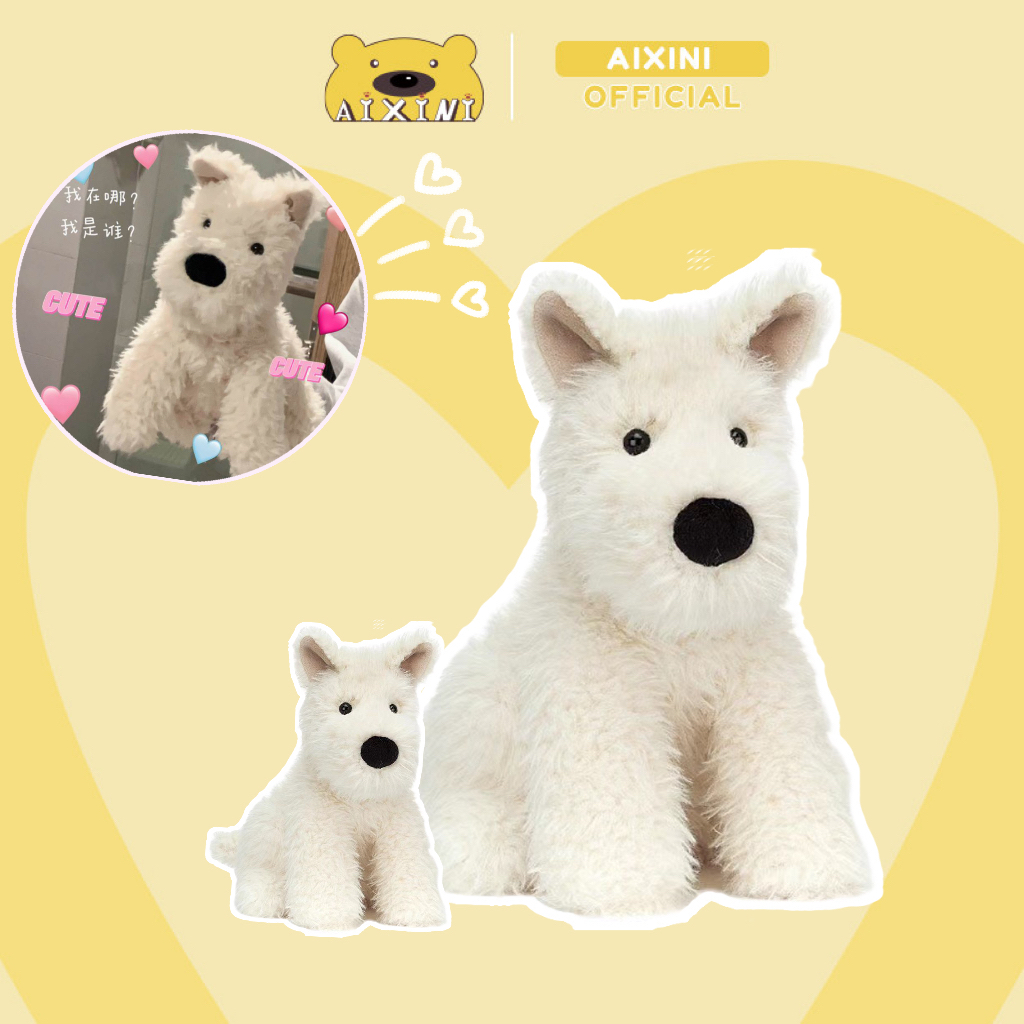 Thú NhồI Bông HìNh Chú Chó Terrier TrắNg 40CM Dễ Thương