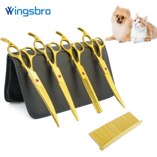 Bộ kéo cắt tóc cho thú cưng bằng vàng 6,7 ", Kéo cong dùng để cắt và chải lông cho thú cưng