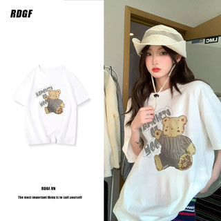 Áo Thun Cotton Oversize Tay Ngắn In Hình Gấu Cho Nữ