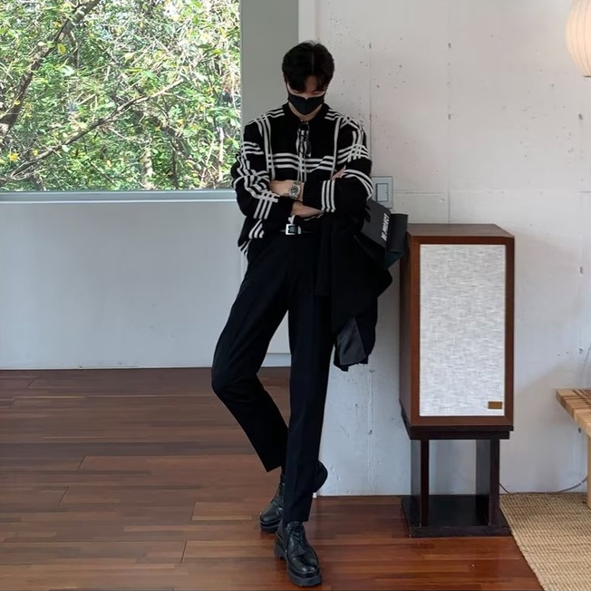 Áo Sweater Cổ Tròn Tay Dài Kẻ Sọc Thời Trang Thu Đông Cho Nam Giới Có Size M-2XL