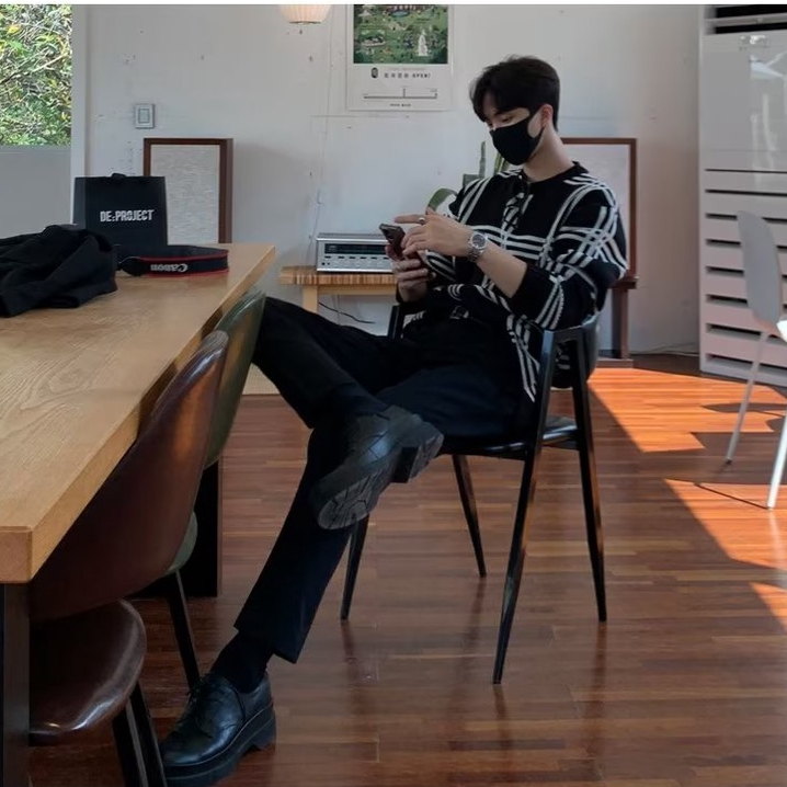 Áo Sweater Cổ Tròn Tay Dài Kẻ Sọc Thời Trang Thu Đông Cho Nam Giới Có Size M-2XL