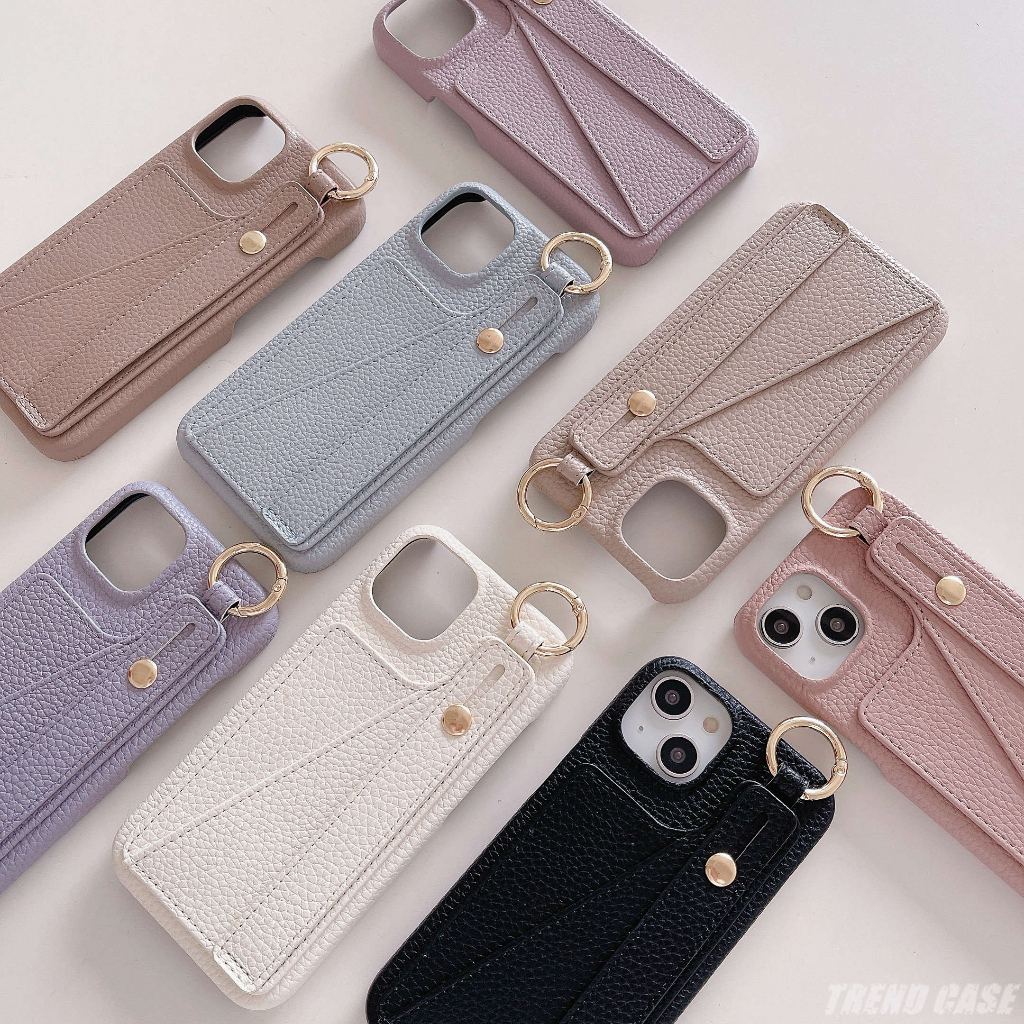 Ốp Lưng Bọc Da Có Quai Đeo Tay Cho Điện Thoại iPhone 14Pro Max 14 13 12 Pro 11