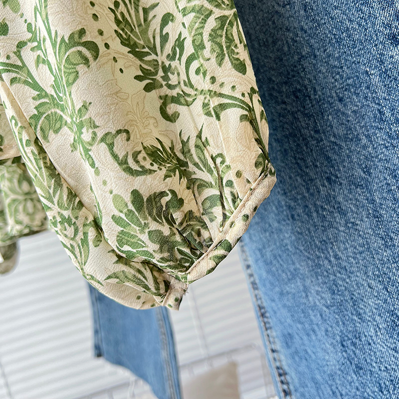 Áo Sơ Mi Chiffon Cổ Tròn Tay Dài Họa Tiết Hoa Thời Trang Hàn Quốc Cho Nữ